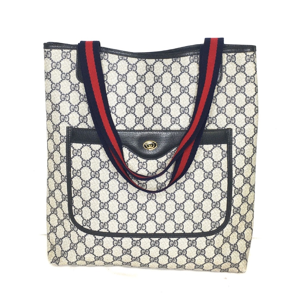 Gucci Gray and Black Tote Bag with Iconic GG Design